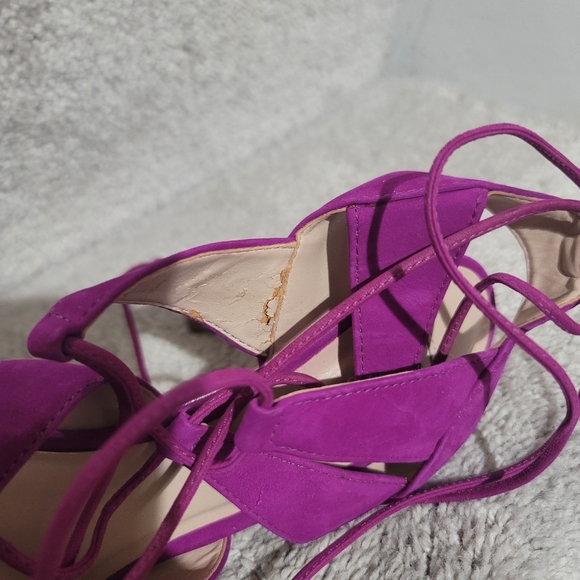 Steve Madden Sandalia Purple Nubuck Leather Lace-Up Heels - Picture 5 of 8